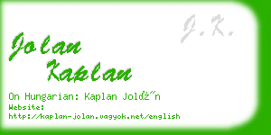 jolan kaplan business card